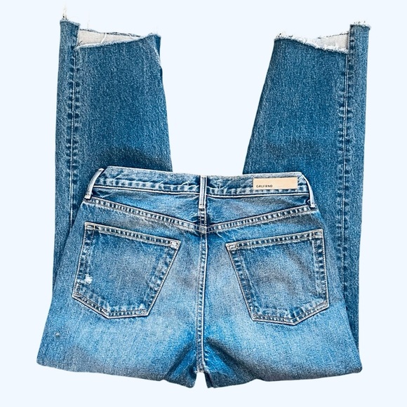 GRLFRND Helena Straight Leg Raw Step Hem Blue Denim Jean Size 28 - Picture 7 of 12